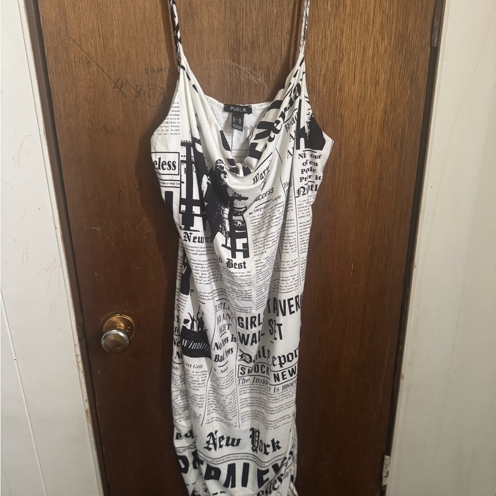 Black and White Backless Sundress with Cowl Neck